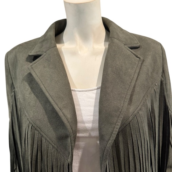 Faux Suede Leather Fringe Jacket - Picture 2 of 15
